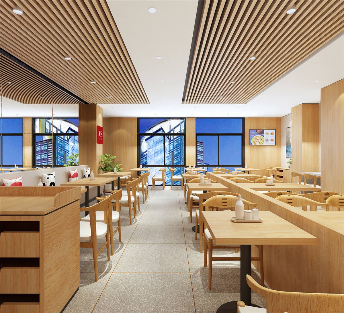 鄭州焦耳中式快餐連鎖萬達店設(shè)計公司裝修案例