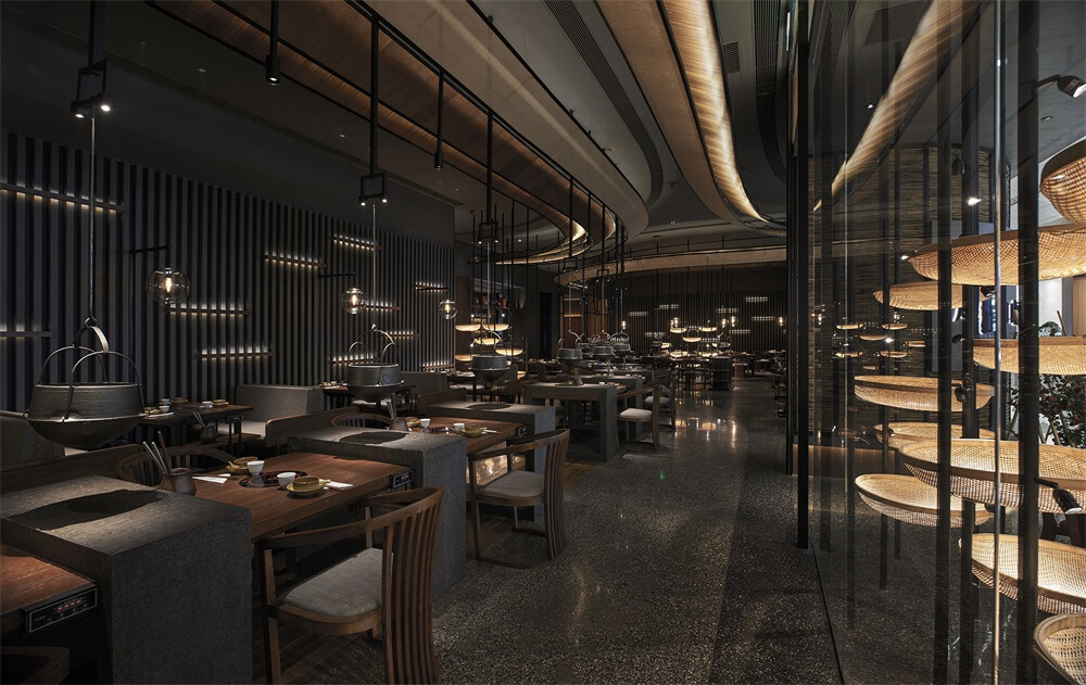 翹腳牛肉火鍋店裝修—盡膳口福餐廳設(shè)計(jì)案例(圖9)