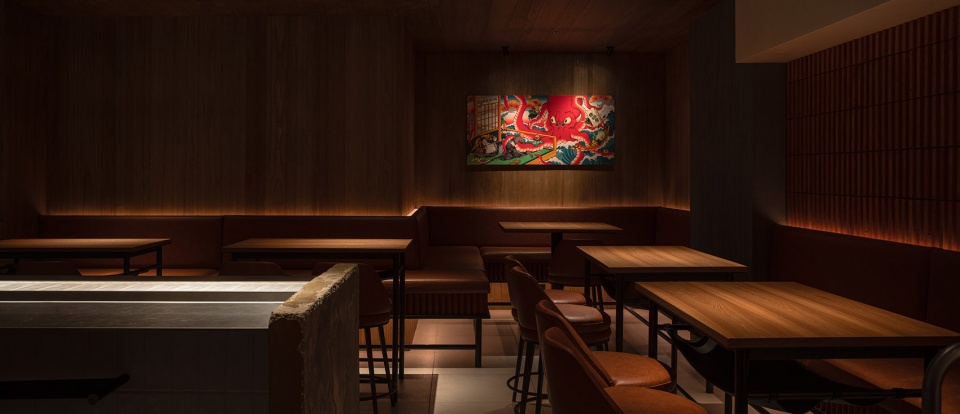 鄭州居酒店裝修公司摩登燒gè鳥居酒屋設計案例(圖7)
